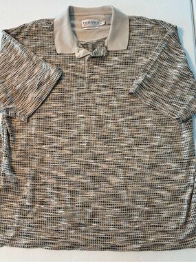 TEHAMA Men's Short Sleeve Polo in Beige and Brown Heather